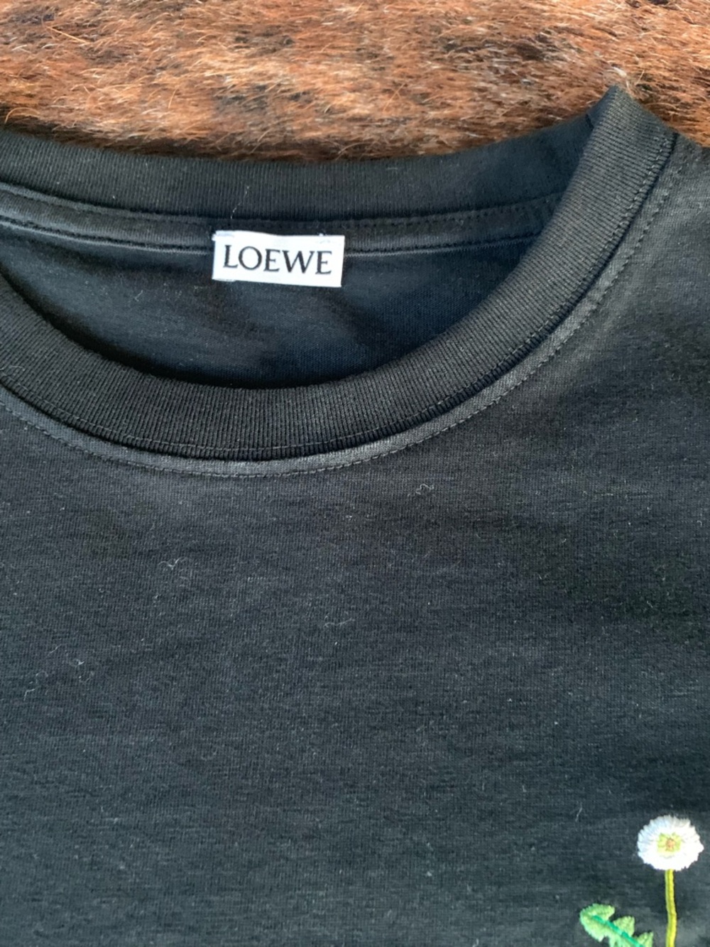 Loewe Black Cotton Tee with Embroidered Bunny and Logo - Picture 3 of 4